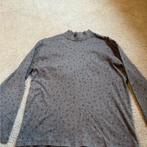 Gray Long Sleeve Patterned Top